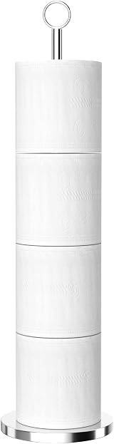 niffgaff Free-Standing Toilet Roll Holder, Stainless Steel Storage Stand
