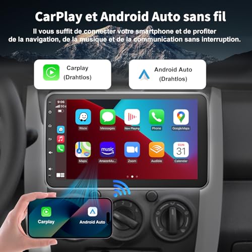 ESSGOO Car Radio 1 DIN Android 15 4+64 GB HD 10.1 Inch Touch Screen Manually Adjustable Wireless CarPlay & Android Auto GPS WiFi Bluetooth FM Global