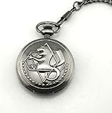 New Silver Tone Fullmetal Alchemist Pocket Watch Cosplay Edward Elric Anime Gift