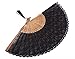 Amajiji Chinese/Japanese Vintage Retro Style Bamboo Wood Silk Folding Hand Fan for women HBSY (23cm) (006)