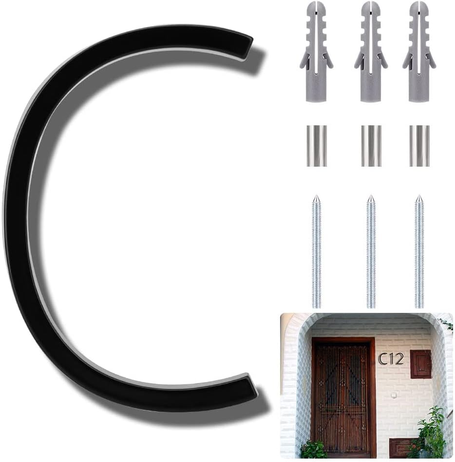 Address Signs - House Numbers, Othran 5 Inch House Numbers for Outside, House Address Numbers with Nail Kit, Floating Street Numbers, Black Door Numbers for House Door, Outdoor, Indoor (Number C)