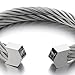 COOLSTEELANDBEYOND Stainless Steel Two Rows Twisted Cable Adjustable Cuff Bangle Mens Womens Bracelet