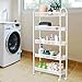Rackaphile 5-Tier Slim Slide Out Storage Tower Rack Mesh Rolling Organization Serving Cart Shelf for Narrow Spaces Roller, White (5-Tier)
