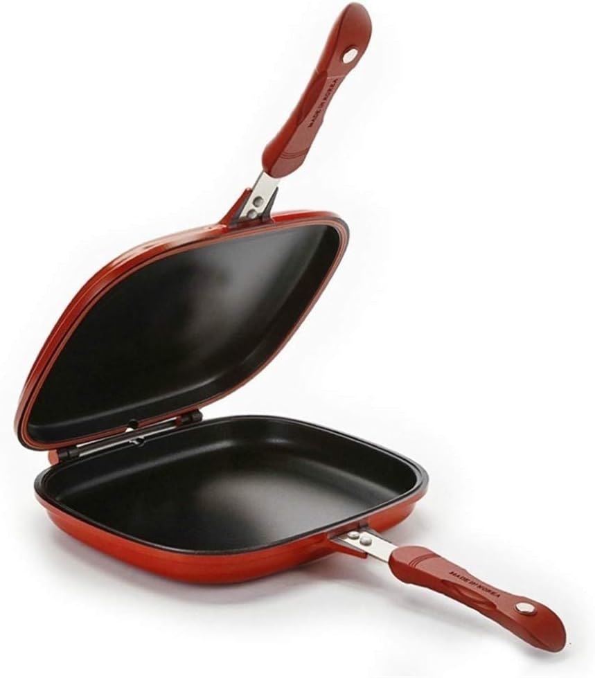 ASDFGH Household Pan Double Side Grill Fry Pan Cookware Double Face Pan
