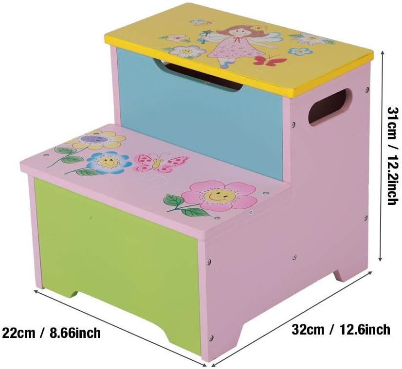 KinderSitzhocker mit Stauraum Holz Cartoon Spielzeug Multicolor