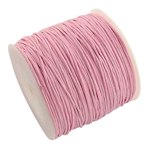Craftdady 100 Yards 1mm Waxed Cotton Cord Macrame Bracelet Necklace Jewelry Making Waxed Beading Thread String (Pink)