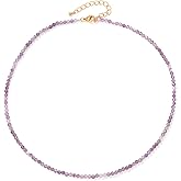 Crystal Choker Necklace for Women 3mm Handmade Natural Stone Beaded Necklace Healing Crystal Necklace Gemstone Necklace Crystal Bead Necklace for Women