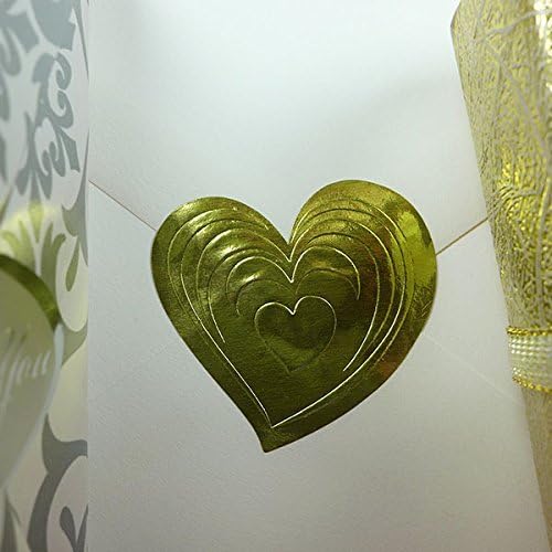 25 PCS Gold Heart Envelope Seals 1-1/2 X 1-3/8 Foil Embossed Stickers