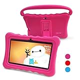 Kids Tablet Kids Pad Tablet - Auto Beyond 7 inch Tablets for Kids Google Android 6.0 with Handle Silicone Case,Per-installed iWawaHome and AR Zoo APP,IPS Display Screen,1GB+8GB,Wi-Fi,Bluetooth (Pink)