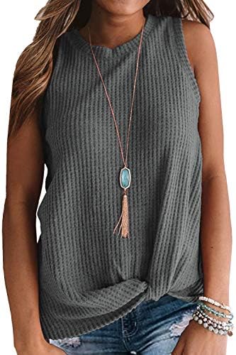 MIHOLL Womens Casual Tops Sleeveless Cute Twist Knot Waffle Knit Shirts Tank Tops 1 MIHOLL Womens Casual Tops Sleeveless Cute Twist Knot Waffle Knit Shirts Tank Tops