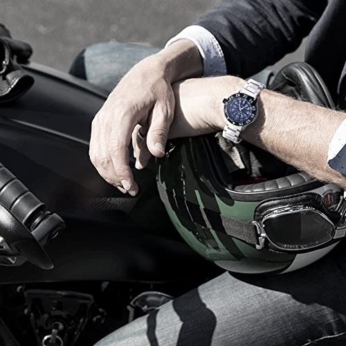 Mens Quartz Wrist Watch Sport Military Watch with Date Analog, Fashion Waterproof Luminous Field Watch with Japanese Movement, Black Dial, Stainless Steel Strap