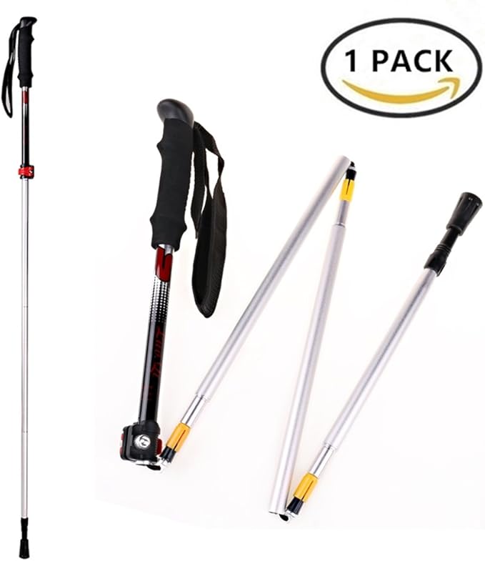 Minglitai Aluminum Trekking Pole Collapsible Hiking Stick Lightweight