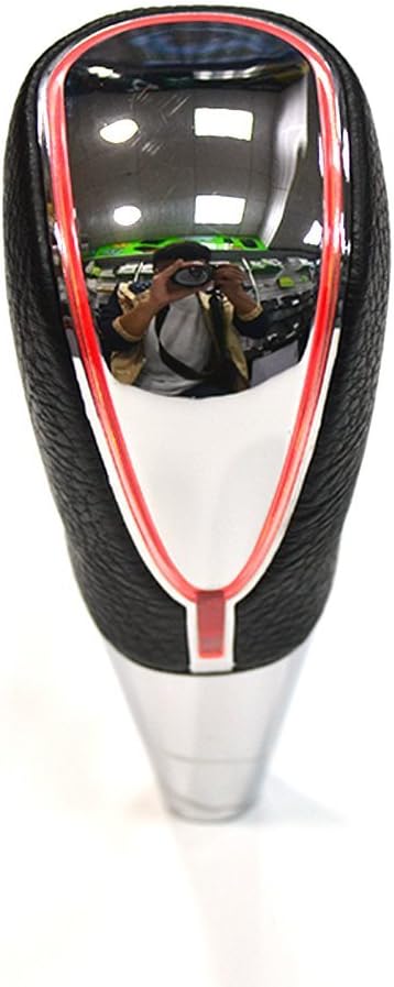 YESER LED Touch Activated Shift Knob Black Leather Automatic & Manual Gear Stick Interior Shifter (Red)