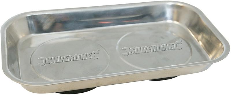 Silverline Magnetic Parts Tray 150x225mm Stainless Steel Nuts Screws Storage