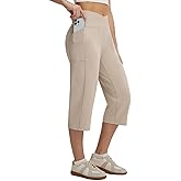 baleaf Womens Capri Pants with Pockets High Waisted Yoga Capri Leggings 18” Cropped Pants Workout Straight Leg Casual Summer