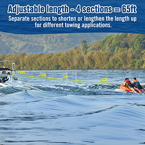 Affordura Tow Rope for Tubing 4 Sections Boat Tow Rope Tube Ropes for