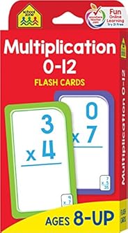 School Zone - Multiplication 0-12 Flash Cards - Ages 8+, 3rd Grade, 4th Grade, Elementary Math, Multiplication