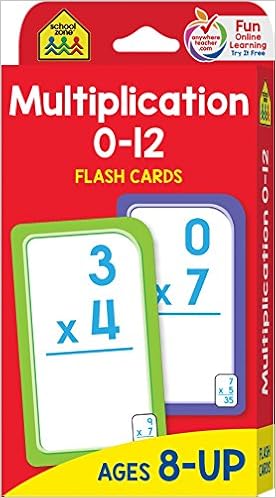 School Zone Multiplication 0 12 Flash Cards Ages 8 3rd Grade