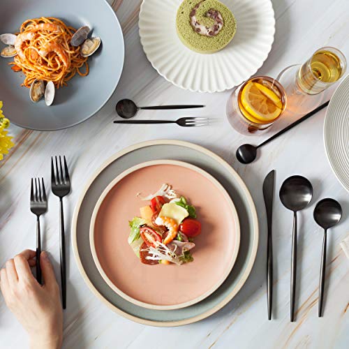 Homelux Theory 18/10 Matte Black Stainless Steel Flatware Silverware Cutlery Set | 5-piece Adaline Royal Modern Kitchen Utensils | BEST Birthday Wedding Gift | (2 sets, Black matte polish)