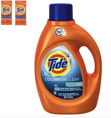 Tide Cold Water Laundry Detergent HE Turbo Cleaners Plus High Efficiency Washing Machine Clean Fresh Scent Cleaning Color Protection Wash Liquid 92-oz 59 Loads Washer