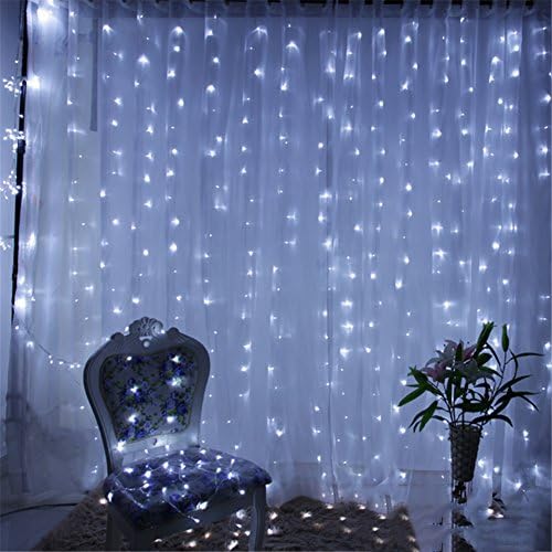 Climberty 300 LED Window Curtain String Light for Wedding Party Home Garden Bedroom Outdoor Indoor Wall Decorations (White)