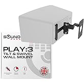 Sound Bass Play 3 Wall Mount Black, Compatible with Sonos Play:3, Adjustable Swivel & Tilt Mechanism, Mounting Bracket Includes All Fixings