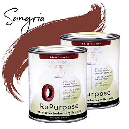 Majic Paints 8-9406-2 Diamond Hard Interior/Exterior Satin Paint, RePurpose your Furniture, Cabinets, Glass, Metal, Tile, Wood and More, Sangria Red, 1-Quart