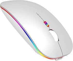LED Bluetooth Mouse,Wireless Mouse for Mac/Mabook Pro/Mabook Air/ipad/ipad Air/ipad pro/Computer/Chromebook/PC(Silver)