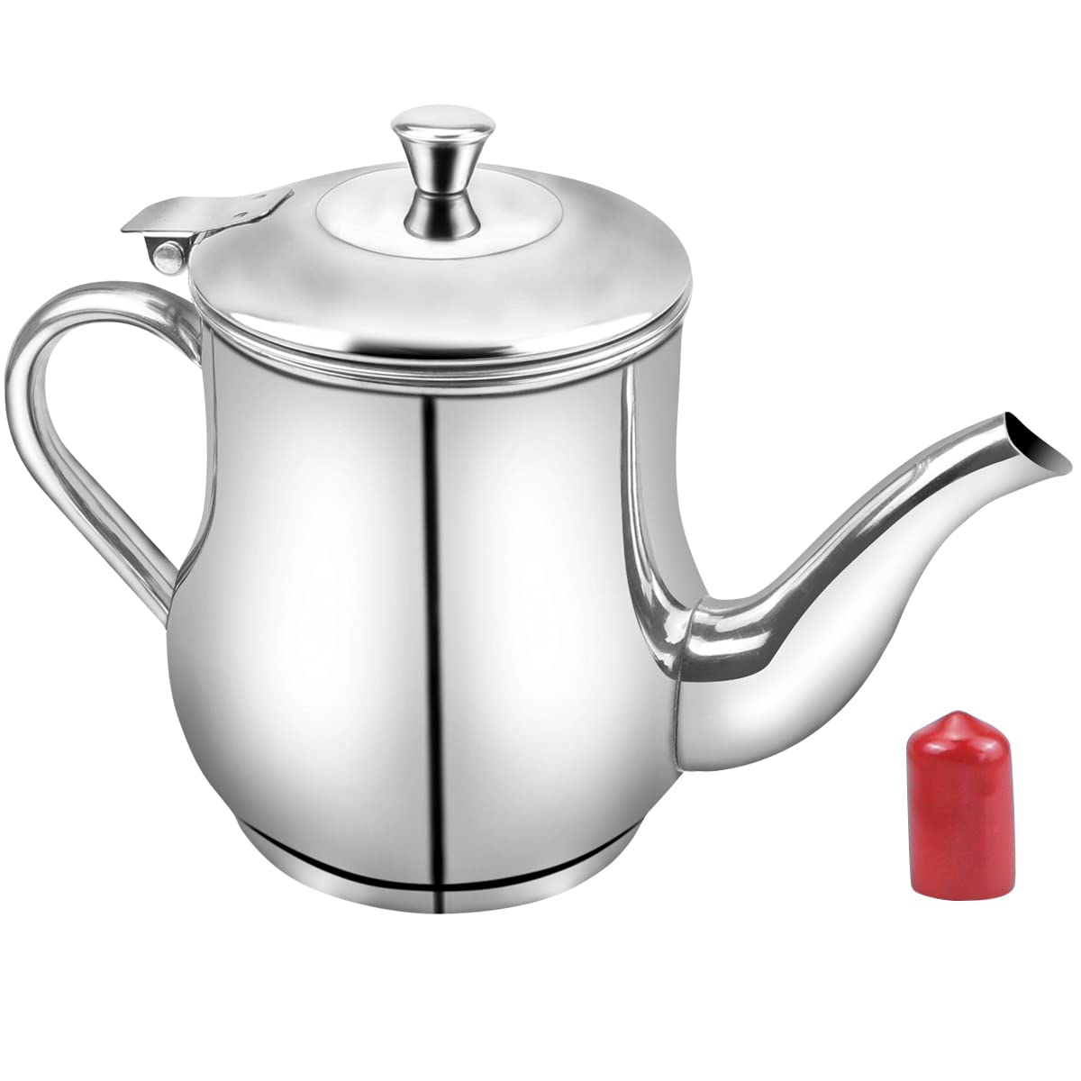 DOERDO Stainless Steel Oil Strainer Pot with Fine Mesh Strainer, 24oz Oil Pot Dispenser Bottle, Oil Storage Container for Kitchen Cooking, Silver