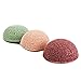 French Clay Konjac Sponge 3 pieces with green clay, red clay and pink clay