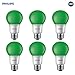 Philips LED 463224 60 Watt Equivalent Green A19 LED Light Bulb, 6 Pack, Piece