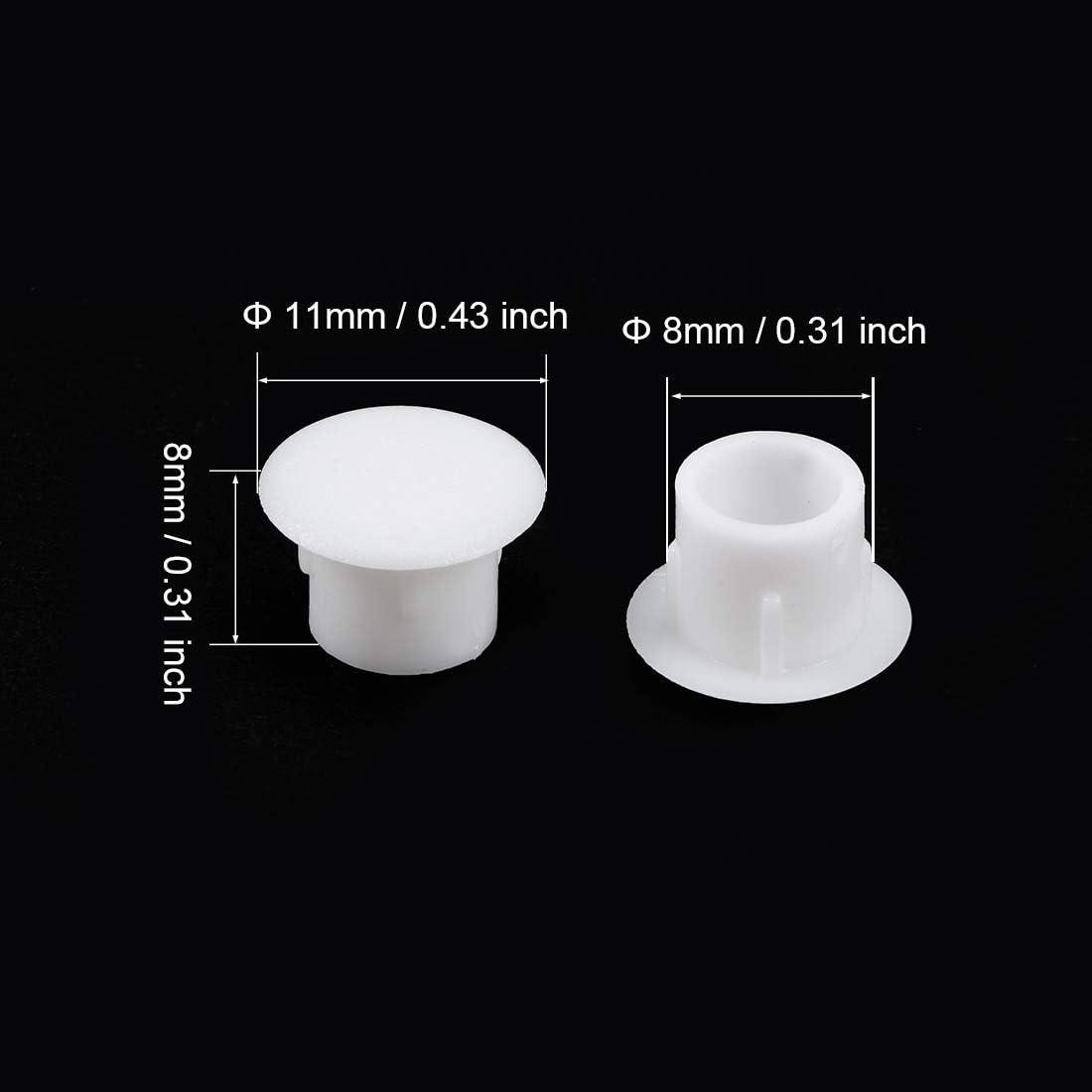 sourcing map Shelf Peg Hole Plugs 8mm Dia White Plastic Tube Cover for Nail Cabinet Button Bracket Cupboard Bookshelf Bookcase Adjustable Shelf Closet 50Pcs - Image 4