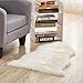 Faux Fur Sheepskin Rug Careu Soft Chair Cover Throw Rug for Lounge Bed Floor Bathroom,White (2.5ft×4ft)