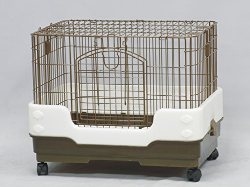 Homey Pet Rabbit Chinchilla Hamster Rat Ferret Cage with Pull Out Tray, Urine Guard and Lockable Casters, Brown, L26 x W18 x H21