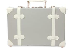 Unitravel Baby Keepsake Case, 13" Handmade Memory Storage Box, Newborn Keepsake Box, Vintage Suitcase for Baby Shower, Baptism, Naming Ceremony or Birthday (grey)