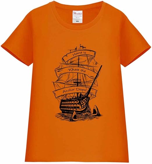 Amazon Fox Republic 私のホームはイカリが落ちた場所だ 格言 英語 レディース 半袖 Tシャツ オリジナルプリント 通販