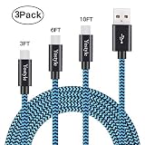 Yostyle USB Type C Cable, USB C to USB A Charger(3/6/10ft,3pack),Nylon Braided Fast Charger Cord Compatible Samsung Galaxy S10 S9 S8 Plus, Note 8 9,Moto Z Z2,LG V30 V20 G5 G6,Pixel,Nintendo Switch