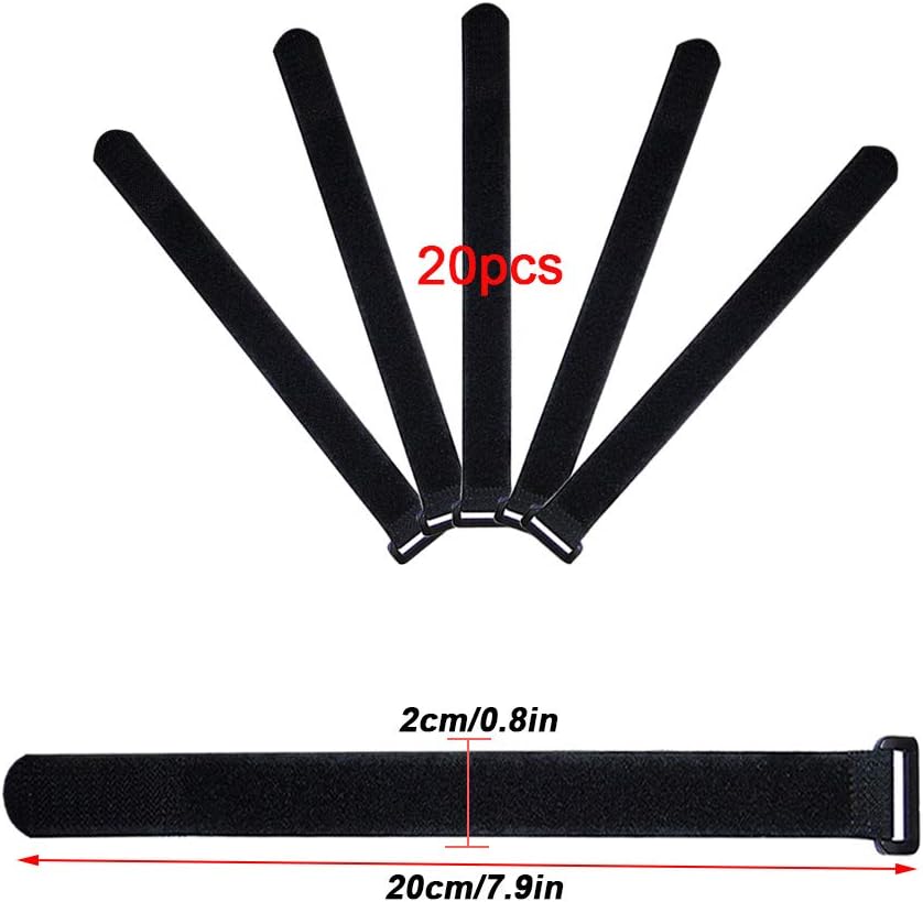 QitinDasen 20 Pieces 20 X 2 cm Nylon Cable Ties, Reusable Cable Straps, Adjustable Hook and Loop Cinch Straps - Image 3