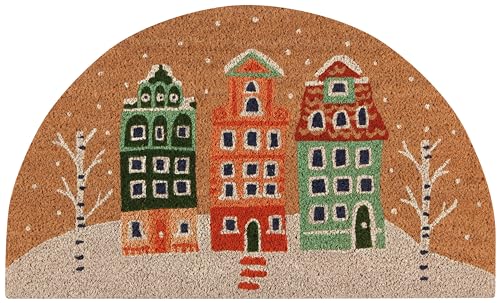 Jubilee Candy Cane Lane, Coir Fiber Vinyl Backing Shaped Doormat, 18x30 inches