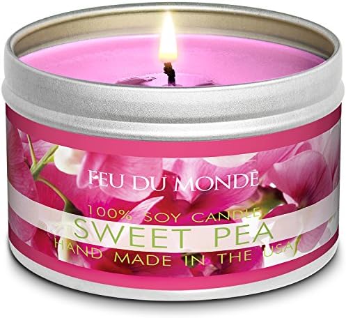 Premium Sweet Pea Natural Soy Wax Candle Travel Tin 8 Ounces
