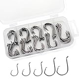 Thekuai Fishing Hooks Octopus Circle Hooks Black High Carbon Steel Hook Set of 75pcs/Box/5Size