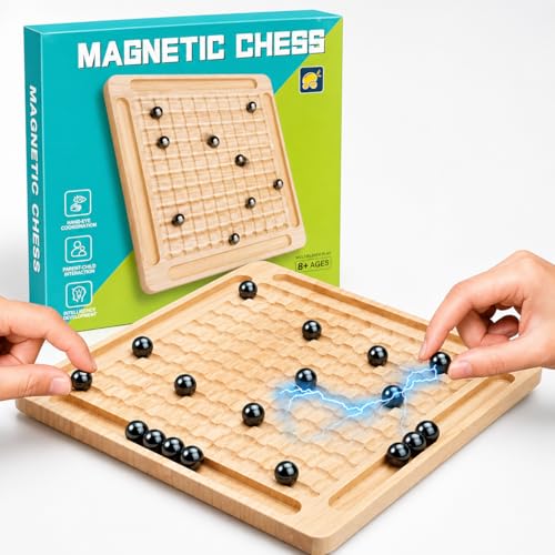 Jogo De Xadrez Magnético de Madeira, Jogo de Ímã, Jogo de Estratégia Magnético de Mesa, Presentes para Crianças, Jogos para a Família, Jogos Educativos para Crianças e Adultos
