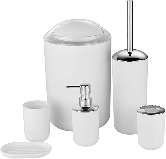 MisFox 6-Teiliges Badezimmer Set, Bad Set Accessoires Dekoratives