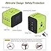Universal Travel Adapter, Castries All-in-one Worldwide Travel Charger Travel Socket, International Power Adapter with 4 USB Ports, AC Plug for US EU UK AU & Asian Countries, Green