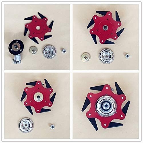 Automotor Outdoor Trimmer Head 6 Steel Razor Blade Trimmer Replacement 65Mn Lawn Mower Head Accessories Garden Lawn Mower Weed Brush Cutter with Adapter - Thumbnail 4