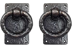 Adonai Hardware "Adonikam" Antique Heavy Duty Cast Iron Front Entry Sturdy Ring Medieval Door Knockers (2 Pack, Oil Rubbed Bronze) for Vintage Wooden Barn Shed Doors, Gates, Fences, Furniture