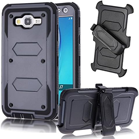 for Samsung Galaxy J7 Case (2015) QAenly Creative Hybrid Case Heavy Duty Rugged Dual Layer Case with kickstand for Samsung Galaxy J7 / J700 (2015) Gray
