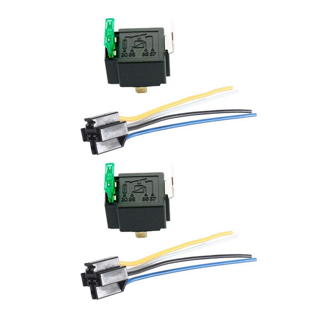 Mintice 2 X 12V 30A Car Vehicle Motor Heavy Duty Relay Socket Plug 4Pin Fuse On/Off SPST Wire Metal