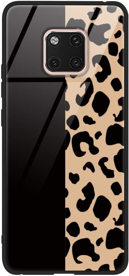 Yoedge Case for Huawei Mate 20 Pro, Tempered Glass Back Cover Case with Pattern 【Ultra Slim】 + Soft TPU Silicone Bumper Frame Anti-Scratch & Shockproof for Mate 20 Pro (Leopard 1)