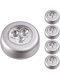 5 Pack Ipow LED Battery-powered Wireless Night Light Stick Tap Touch Lamp Stick-on Push Light for Closets, Cabinets, Counters, or Utility Rooms,Cordless Touch Light,Batteris Not Included